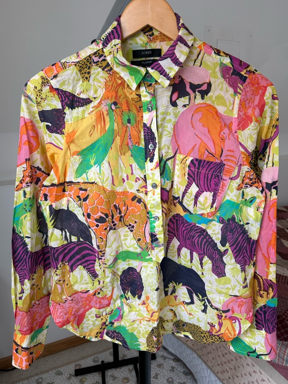 J. Crew Classic Popover Shirt in Ratti Safari Print Blouse Top 4